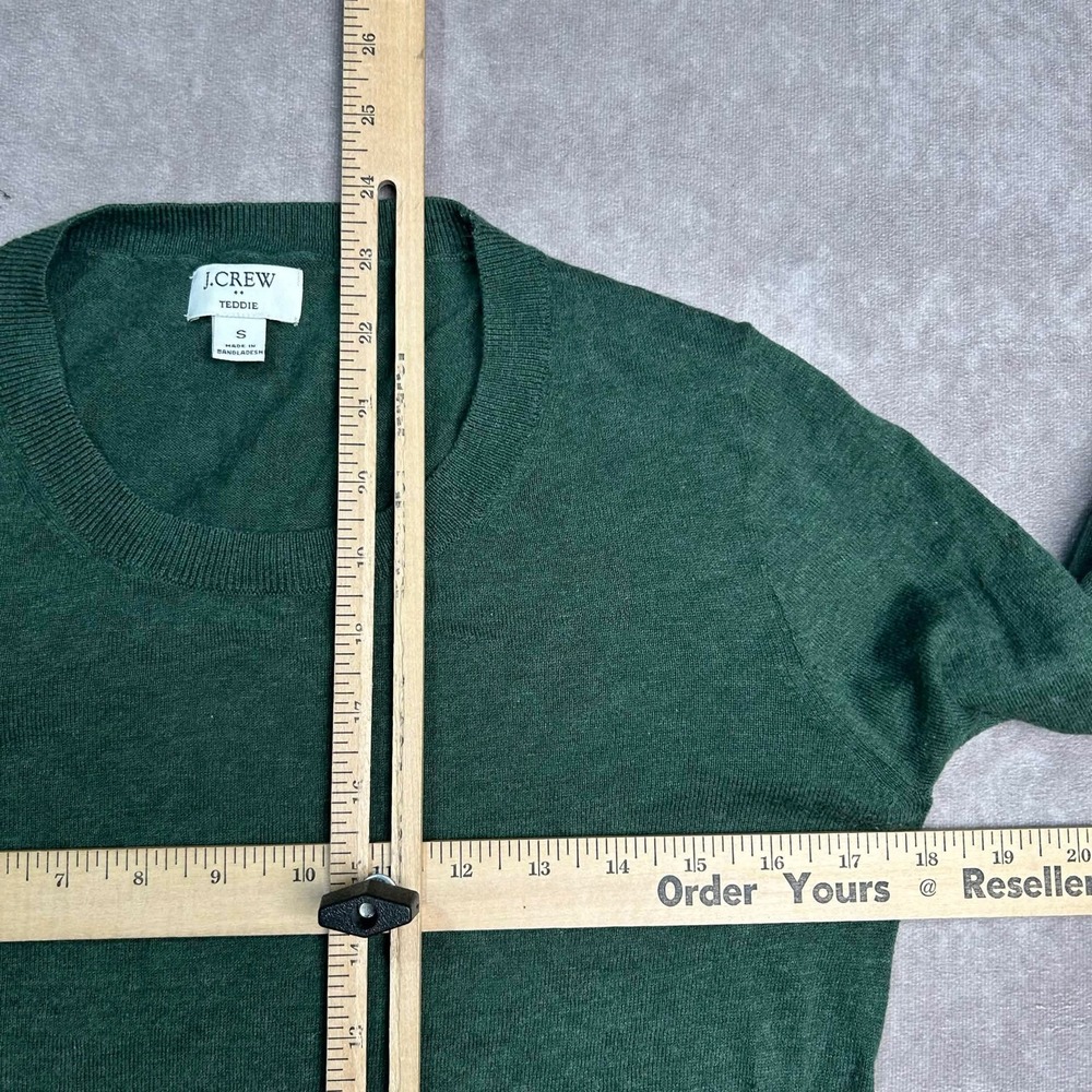 J.Crew Teddie Sweater Womens Small Green 100% Cotton Crew Neck Long Sleeve Knit - Picture 3 of 6